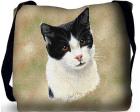 Cat Tote Bag (Woven) (Black and White)