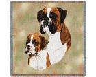 Boxer Lap Square Throw Blanket (Woven) (and Puppy)