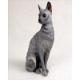 Cornish Rex Cat Figurine, Blue