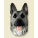 German Shepherd Doogie Head, Black and Silver