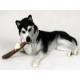 Siberian Husky Figurine, Black/White, Brown Eyes (MyDog)