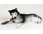 Siberian Husky Figurine, Black/White, Blue Eyes (MyDog)