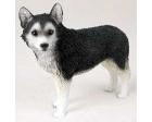 Siberian Husky Figurine, Black/White with Brown Eyes