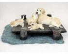 Labrador Retriever Figurine Mom and Pups, Yellow