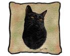 Cat Lap Square Throw Blanket (Woven) (Black)
