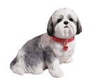 Shih Tzu Silver White Figurine Sculpture Life Size by Sandicast