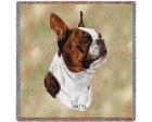 Boston Terrier Lap Square Throw Blanket (Woven)