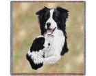 Border Collie Lap Square Throw Blanket (Woven) (and Puppy)