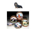 Dachshund Bisque Coasters (Longhair, Black and Tan)