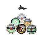 Labrador Retriever Earthenware Rim Bowl (Black, Lying Down)