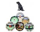 Labrador Retriever Earthenware Rim Bowl (Black, Sitting)